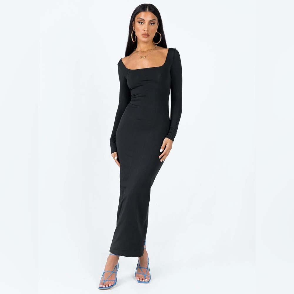 Lyla Maxi Dress Black Long Sleeve Princess Polly